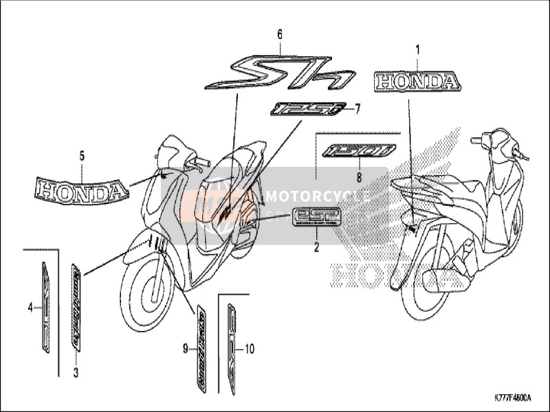 Honda SH125D 2019 Sticker voor een 2019 Honda SH125D